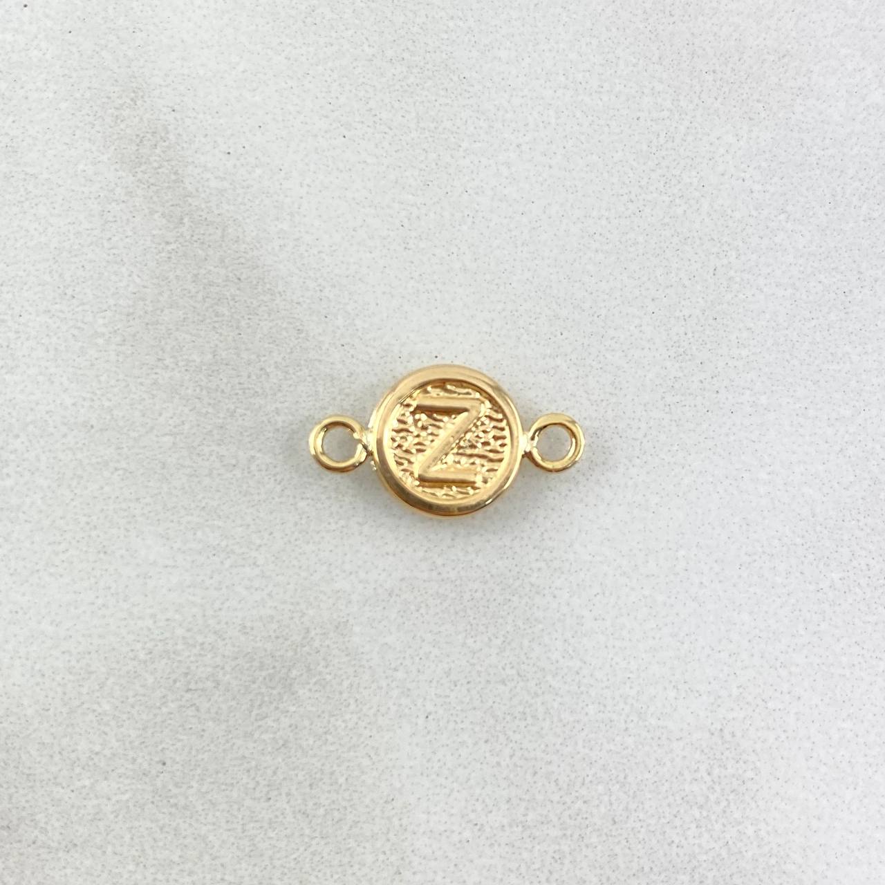 Charm Letter Z Matte Textured 0.4gr / 1.5cm / 8mm Smooth Circle 18K Yellow Gold ©