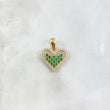 Pendant Heart 1.9gr / 2cm / White Green Zircons Yellow Gold ©