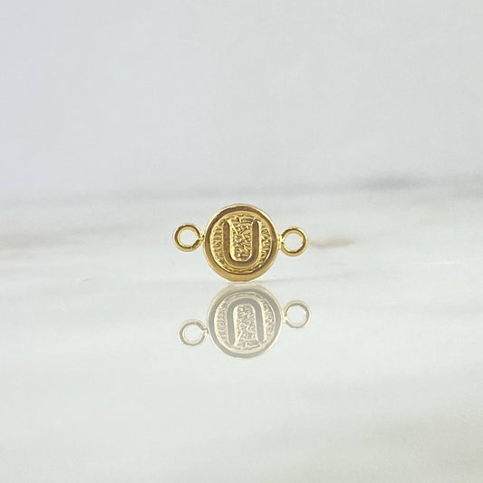 Charm Matte Textured U Letter 0.4gr / 1.5cm / 8mm Smooth Circle 18K Yellow Gold ©