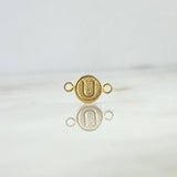 Charm Matte Textured U Letter 0.4gr / 1.5cm / 8mm Smooth Circle 18K Yellow Gold ©
