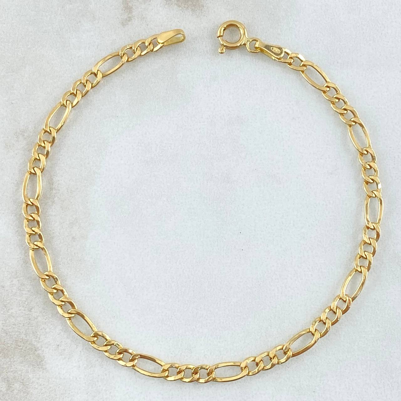 Pulso Figaro 1.65gr / 7 3/4 in / 3.4mm Oro Amarillo +1 18K