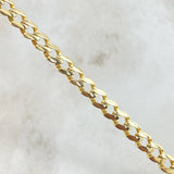 Cuban Links Bracelet 11.6gr / 22cm / 7mm Lobster Claw Box White Zircons Yellow Gold +0 18K