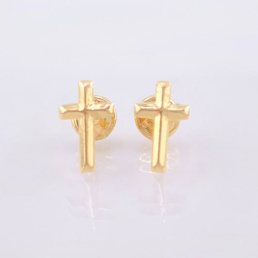 Cross Stud Earrings 0.55gr / 1/2 in / 18K Yellow Gold