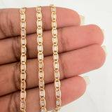 Cadena Escalera Plana 4.4gr / 24 in / 2.94mm Dos Oros Amarillo Blanco +3 18K $
