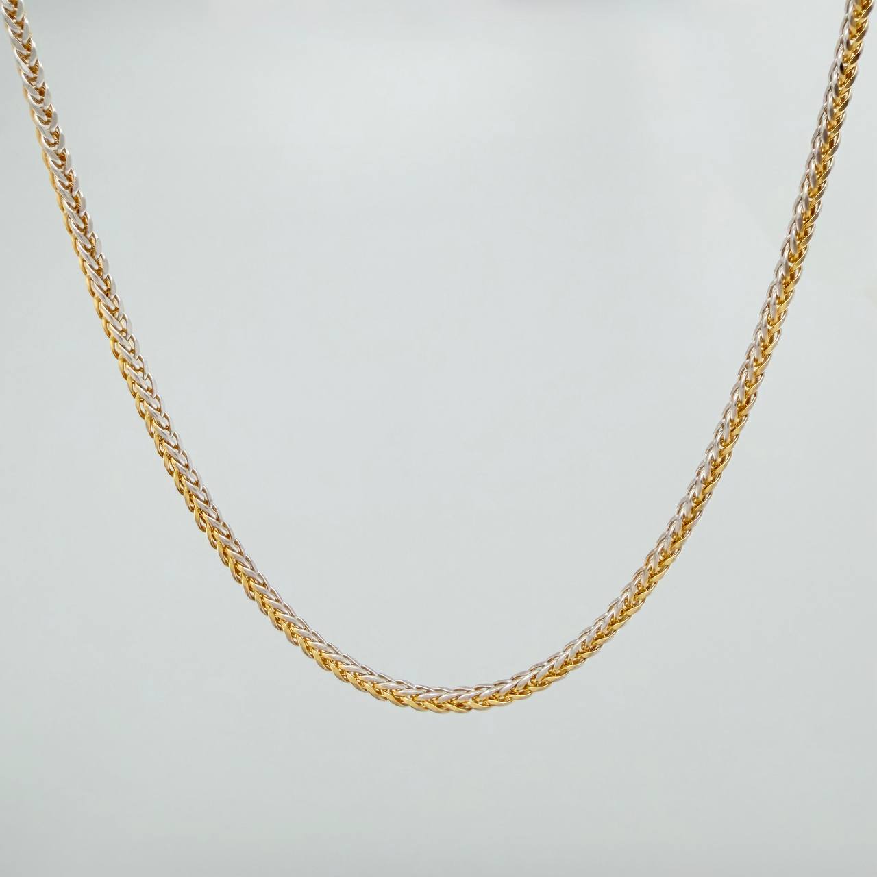Cadena Franco 4.4gr / 19 1/2 in / 1.57mm Dos Oros Amarillo Blanco +3 18K $