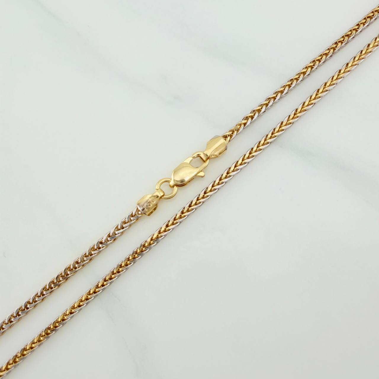 Cadena Franco 4.4gr / 19 1/2 in / 1.57mm Dos Oros Amarillo Blanco +3 18K $