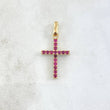 Dije Cruz Doble Faz 1.65gr / 2.5cm / Circones Azules Fucsias Oro Amarillo 18K