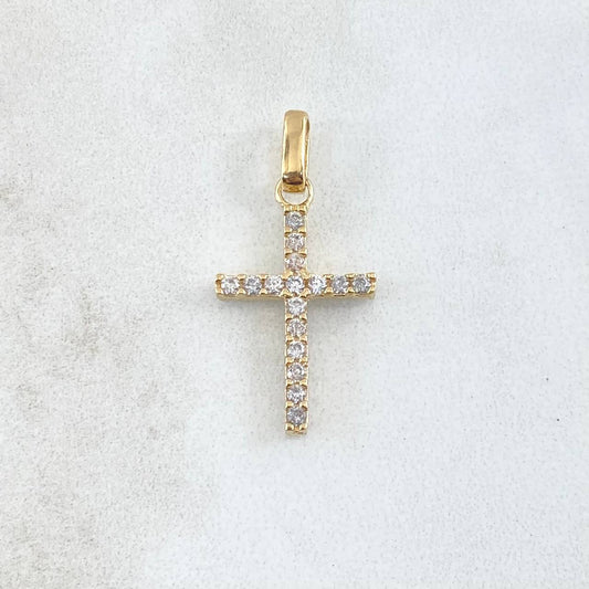 Dije Cruz Doble Faz 1.75gr / 2.5cm / Circones Blancos Lila Oro Amarillo 18K