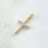 Pendant Double-Sided Cross 1.75gr / 2.5cm / White Zircons Lilac 18K Yellow Gold
