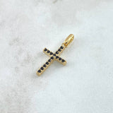 Pendant Double-Sided Cross 1.65gr / 2.5cm / White and Black Zircons 18K Yellow Gold