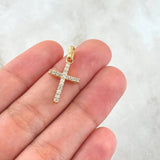 Pendant Double-Sided Cross 1.65gr / 2.5cm / White and Black Zircons 18K Yellow Gold