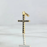 Pendant Double-Sided Cross 1.65gr / 2.5cm / White and Black Zircons 18K Yellow Gold