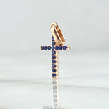 Pendant Double-Sided Cross 1.1gr / 2.2cm / White and Blue Zircons 18K Rose Gold