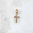 Pendant Double-Sided Cross 1gr / 1.8cm / Lilac Zircons 18K Yellow Gold