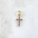 Pendant Double-Sided Cross 1gr / 1.8cm / Lilac Zircons 18K Yellow Gold