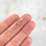 Pendant Double-Sided Cross 1gr / 1.8cm / Lilac Zircons 18K Yellow Gold
