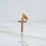 Pendant Double-Sided Cross 1gr / 1.8cm / Lilac Zircons 18K Yellow Gold