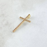 Dije Cruz Punteada 0.75gr / 2.4cm / Circones Lila Oro Amarillo 18K