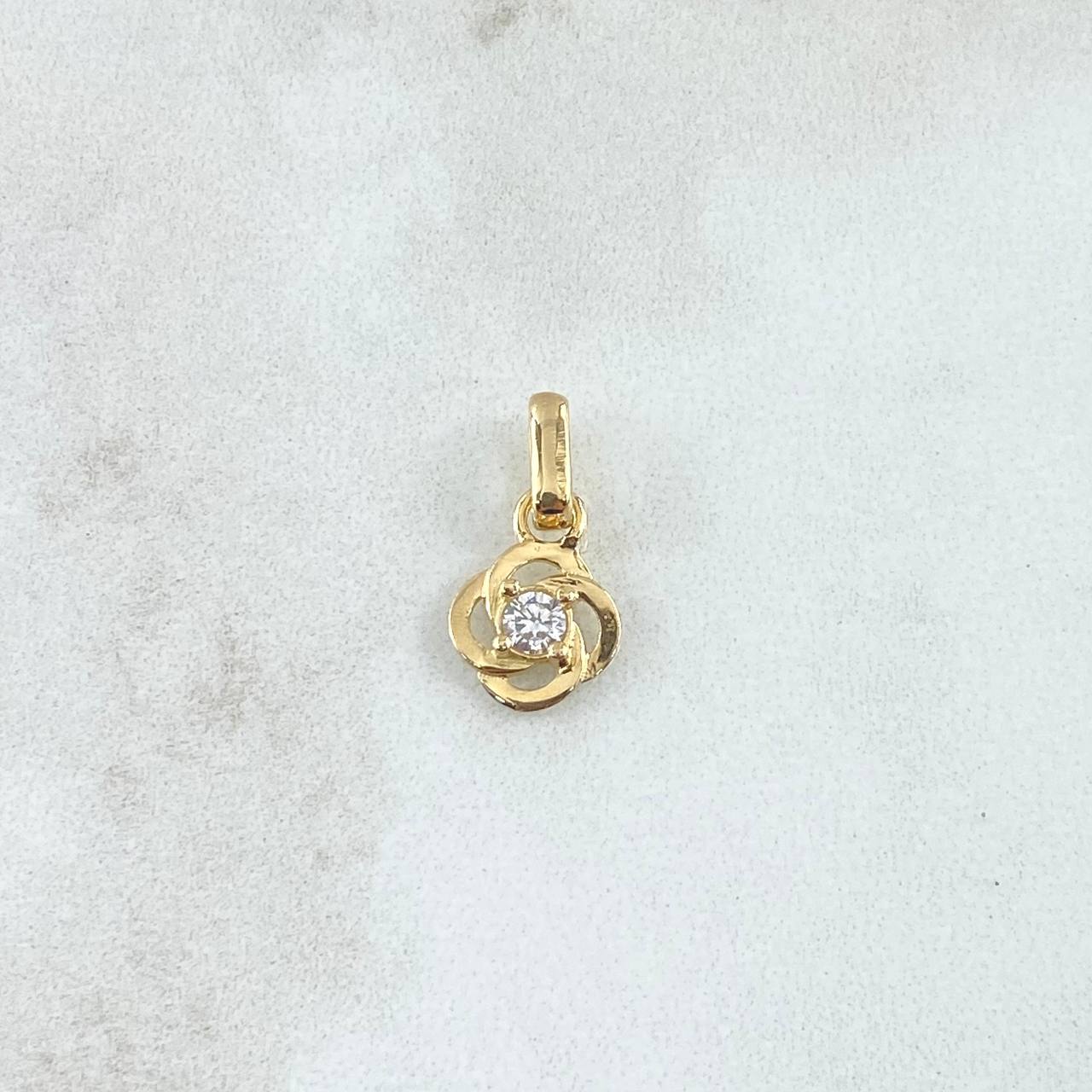 Pendant Flor Helice 0.95gr / 1.5cm / White Zircon Yellow Gold 18K