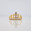 Anillo Corona 15S 3.45 g / T7 1/2 Dos Oros Amarillo Blanco 18K