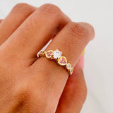 Anillo Solitario Corazones 2.25 g / T6 Oro Amarillo 18K
