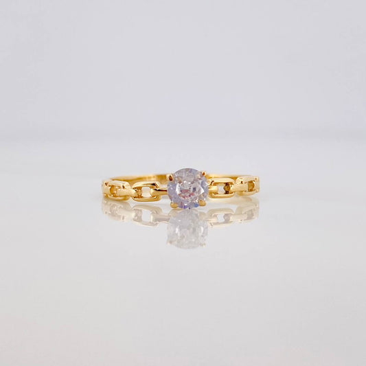 Anillo Solitario Eslabon 1.45 g / T7 Oro Amarillo 18K