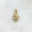 Pendant Swan Heart 2.1gr / 2.6cm / White Zircons Green Yellow Gold ©