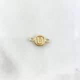 Charm Matte Textured U Letter 0.4gr / 1.5cm / 8mm Smooth Circle 18K Yellow Gold ©