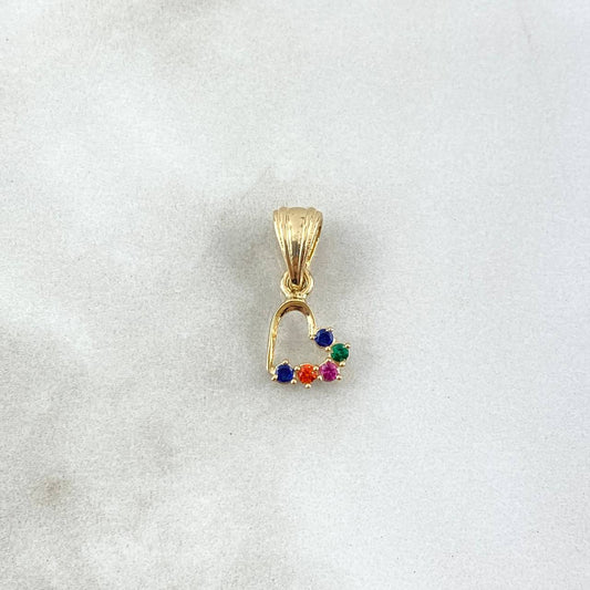 Pendant Heart Silhouette 1.05gr / 1.8cm / Colored Zircons Yellow Gold