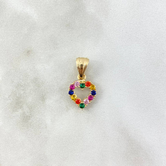 Pendant Heart Silhouette 1.6gr / 2cm / Colored Zircons Yellow Gold