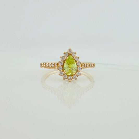 Anillo Solitario Halo Gota 2.25gr / T6 / Oro Amarillo 18K $