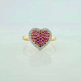 Anillo Corazon Tupido 2.5gr / T8 3/4 / Dos Oros Blanco Rosa 18K $