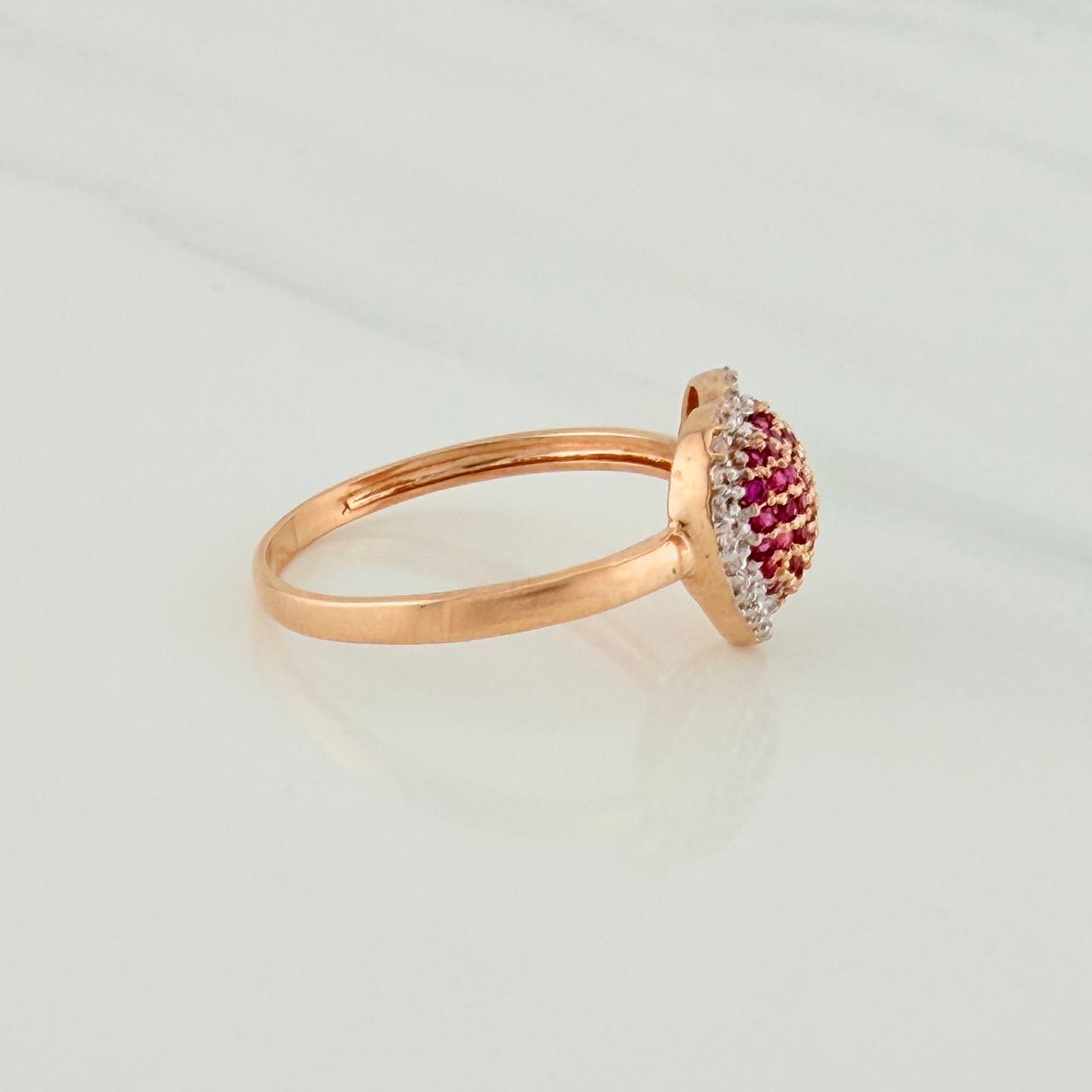 Anillo Corazon Tupido 2.5gr / T8 3/4 / Dos Oros Blanco Rosa 18K $