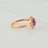 Anillo Corazon Tupido 2.5gr / T8 3/4 / Dos Oros Blanco Rosa 18K $