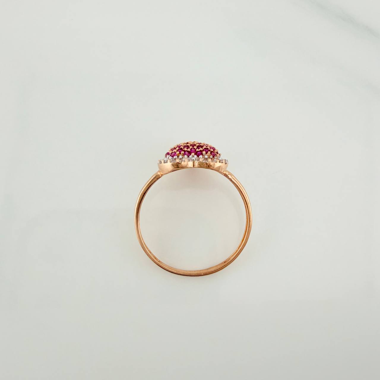 Anillo Corazon Tupido 2.5gr / T8 3/4 / Dos Oros Blanco Rosa 18K $