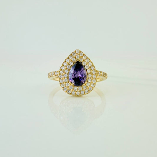 Anillo Halo Gota 2.35gr / T5 3/4 / Oro Amarillo 18K $
