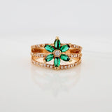 Anillo Flor Tres Lineas 3.85gr / T7 1/2 / Oro Amarillo 18K $