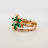 Anillo Flor Tres Lineas 3.85gr / T7 1/2 / Oro Amarillo 18K $