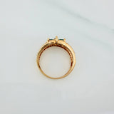 Anillo Flor Tres Lineas 3.85gr / T7 1/2 / Oro Amarillo 18K $