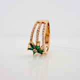 Anillo Flor Tres Lineas 3.85gr / T7 1/2 / Oro Amarillo 18K $