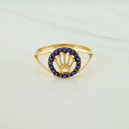 Anillo Corona 1.7gr / T7 1/2 / Dos Oros Negro Amarillo 18K $