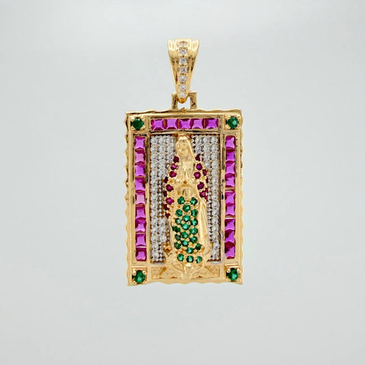 Dije Virgen Guadalupe 7.15gr / 1 1/2 in / Dos Oros Amarillo Blanco 18K $
