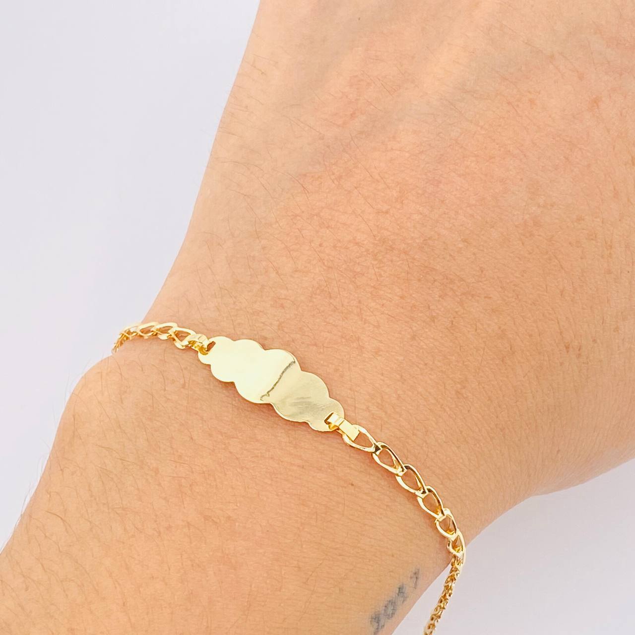 Baby Bracelet Spike Cloud Plate 1.15gr / 6 1/4 in / 2.5mm Yellow Gold 18K *