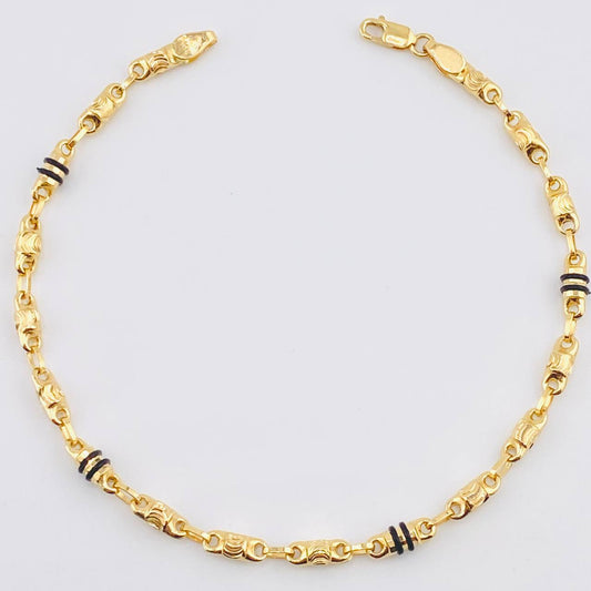 Pulso Rustico Cilindro Diamantado 5.15gr / 8 1/2 in / 3.9mm Oro Amarillo 18K *