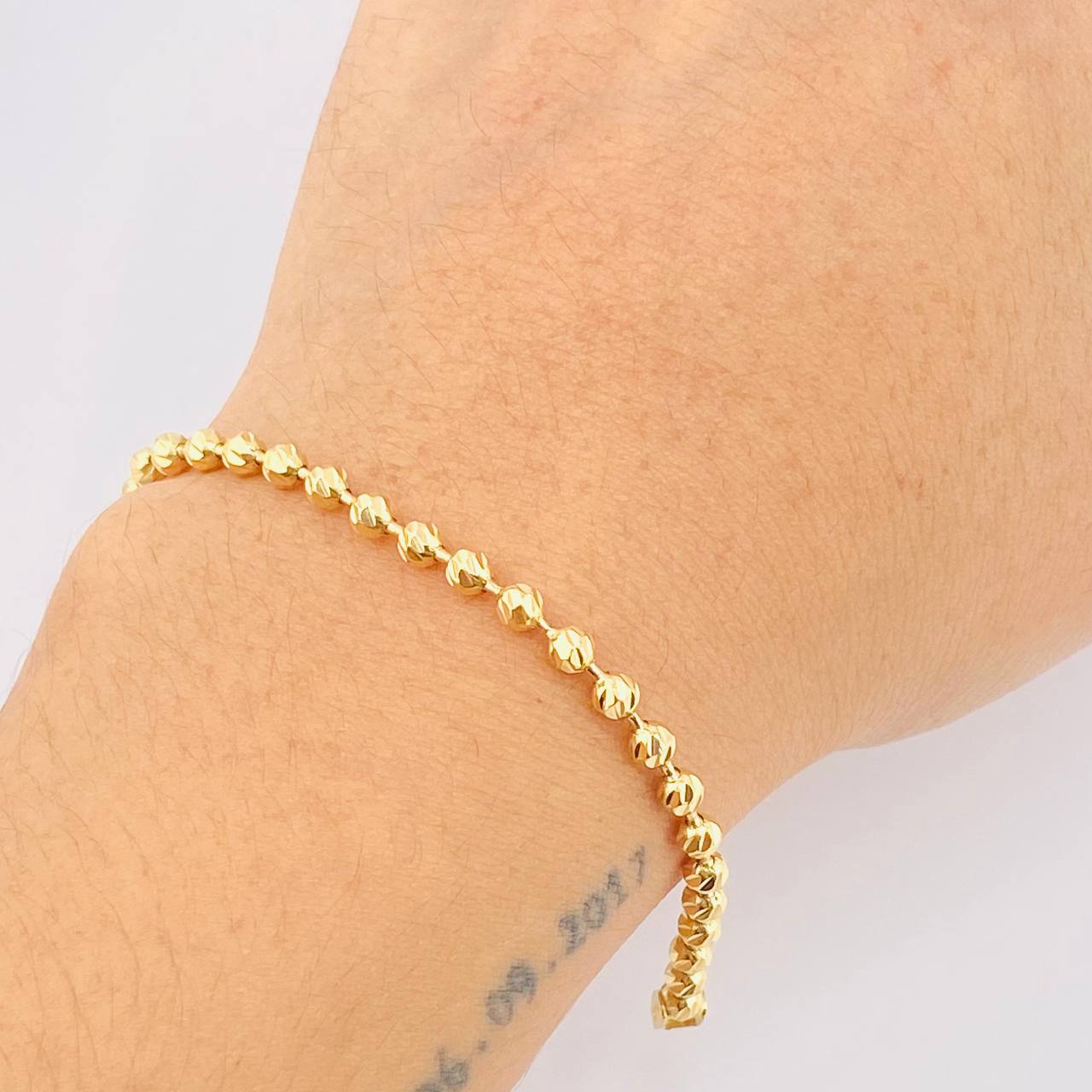 Pulso Militar Diamantado 5.2gr / 7 in / 3.3mm Oro Amarillo 18K *