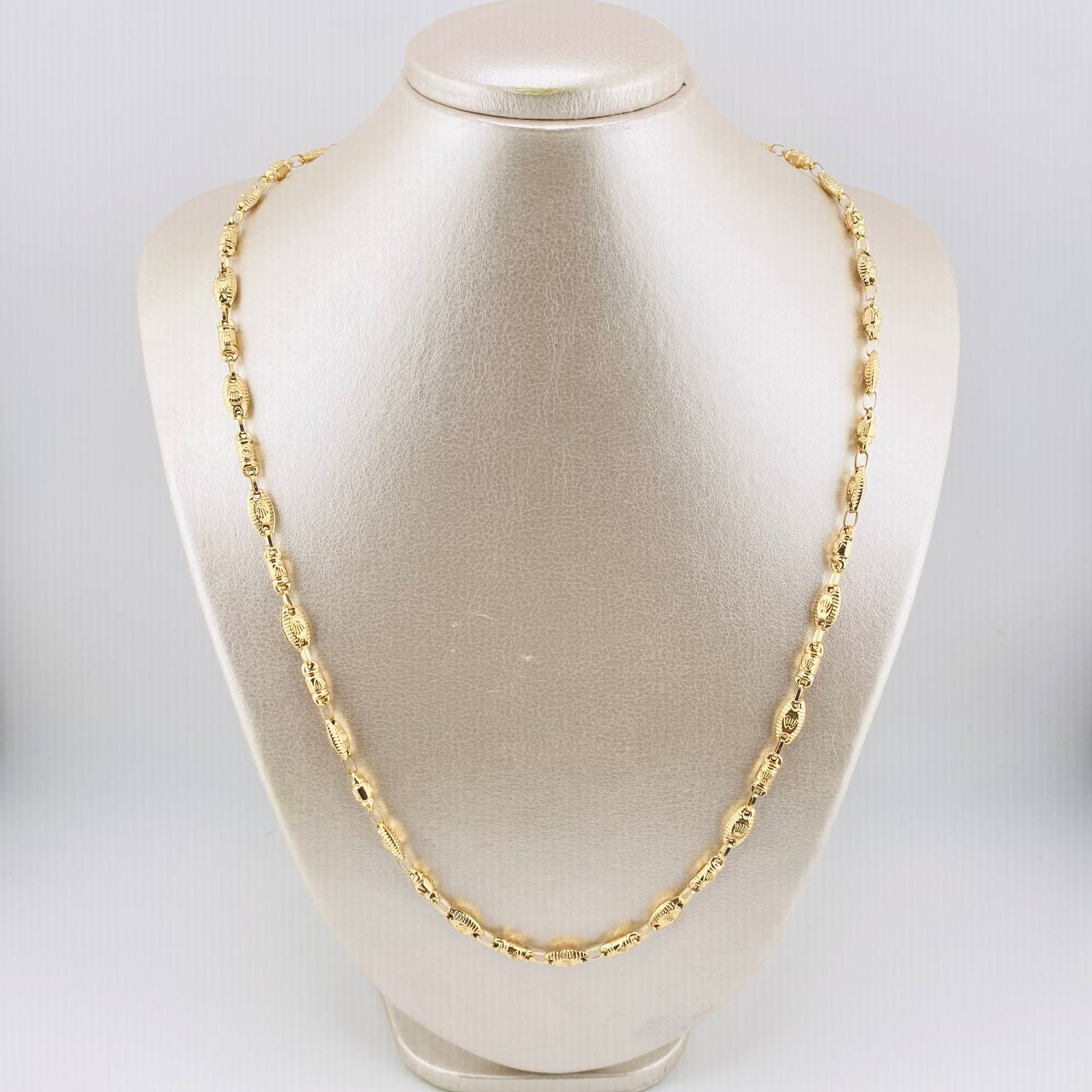 Cadena Rustica Cilindros Coronas 14.05gr / 25 1/2 in / 5.3mm Oro Amarillo 18K *