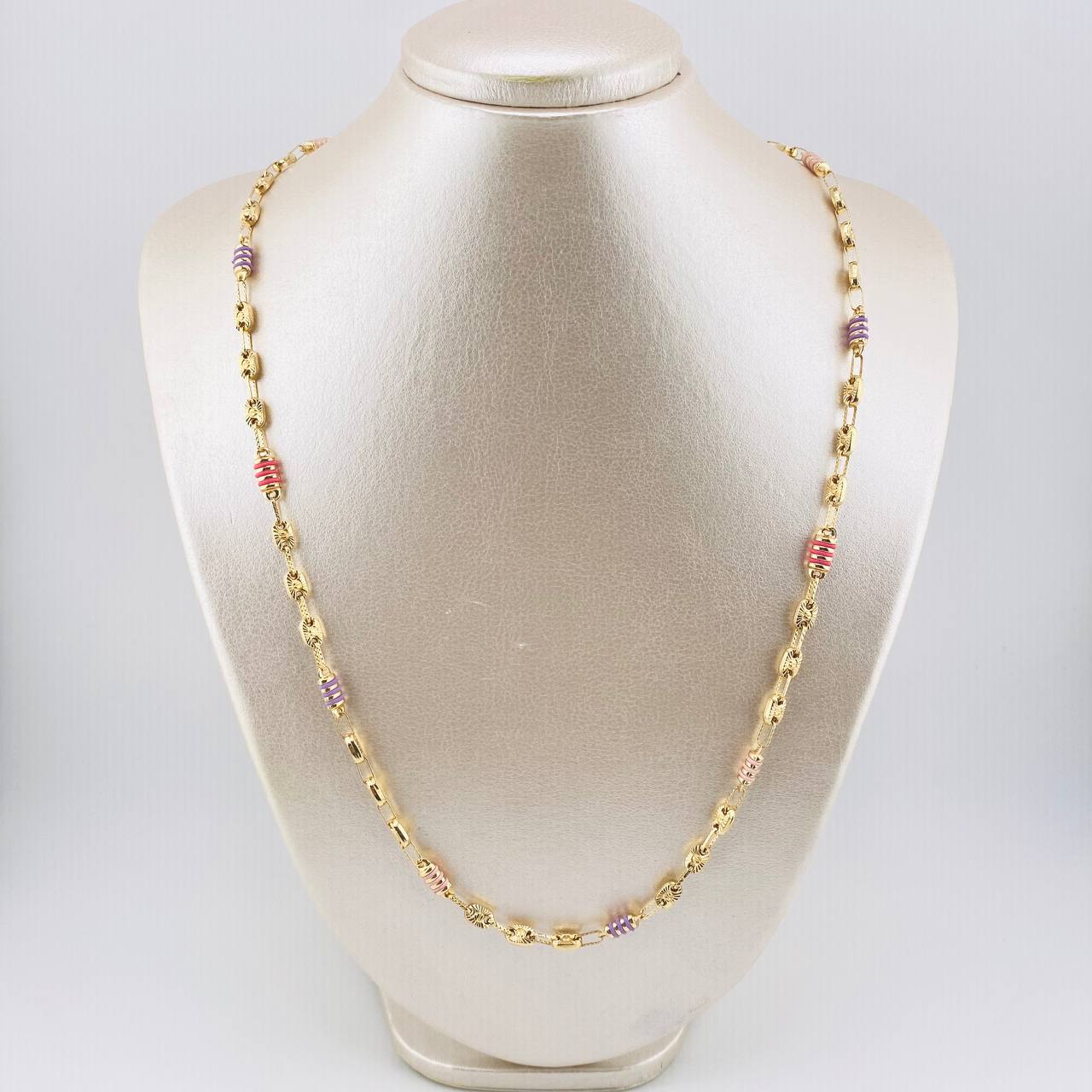 Cadena Rustica cauchos 12.9gr / 23 1/2 in / 5.1mm Oro Amarillo 18K *