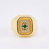 Anillo Recuadro Hexagonal Mate 3.9gr / T10 / Oro Amarillo 18K ©