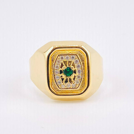 Anillo Recuadro Hexagonal Mate 3.9gr / T8 / Oro Amarillo 18K *