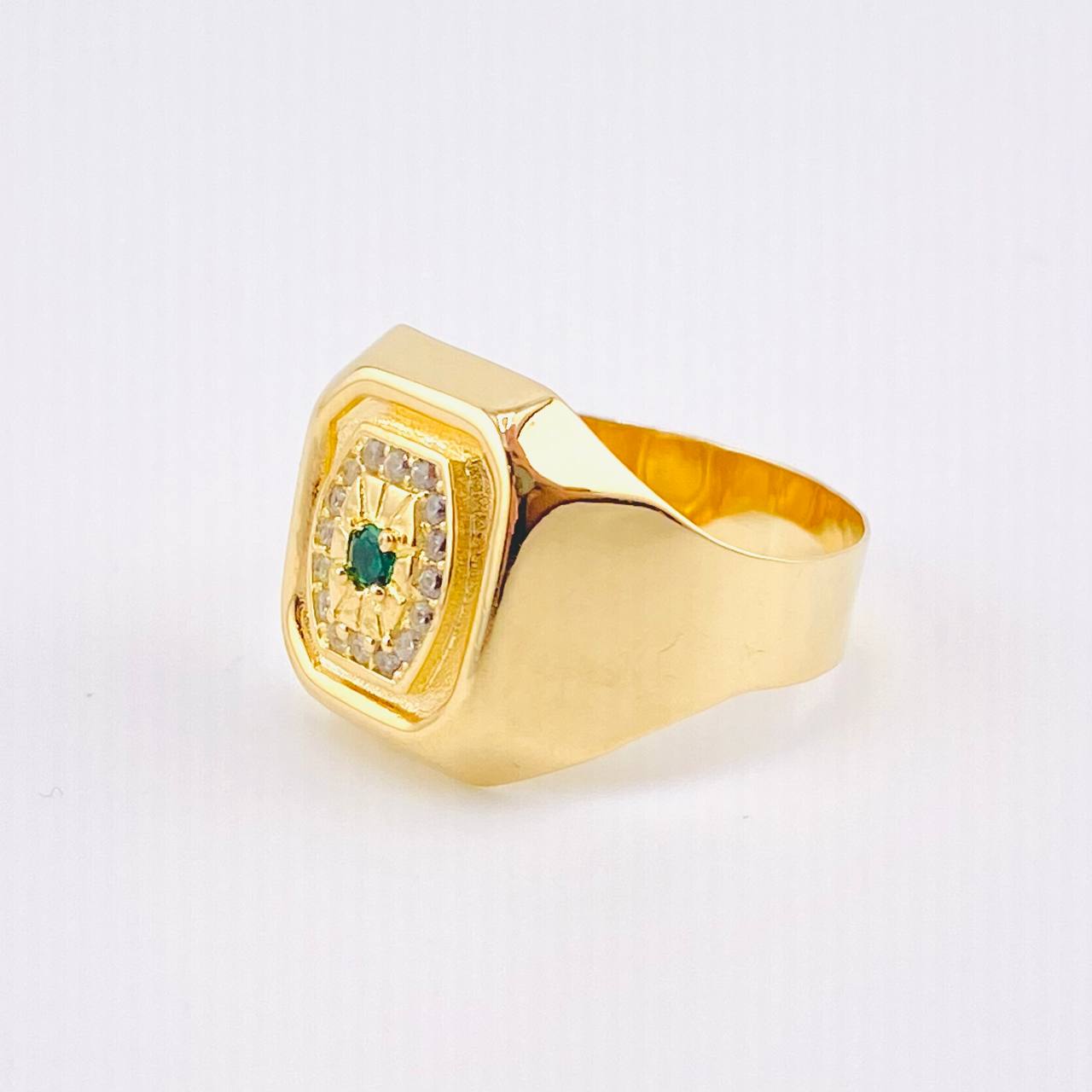 Anillo Recuadro Hexagonal Mate 3.9gr / T10 / Oro Amarillo 18K ©
